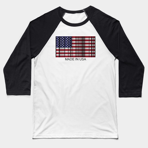 independence day barcode flag usa 4th of july Baseball T-Shirt by Typography Dose